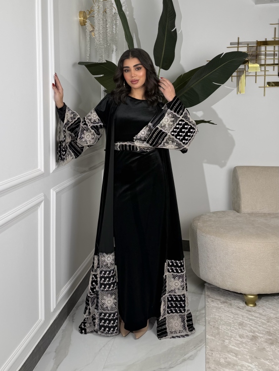 Luxury Velvet Bisht & Dress Set 