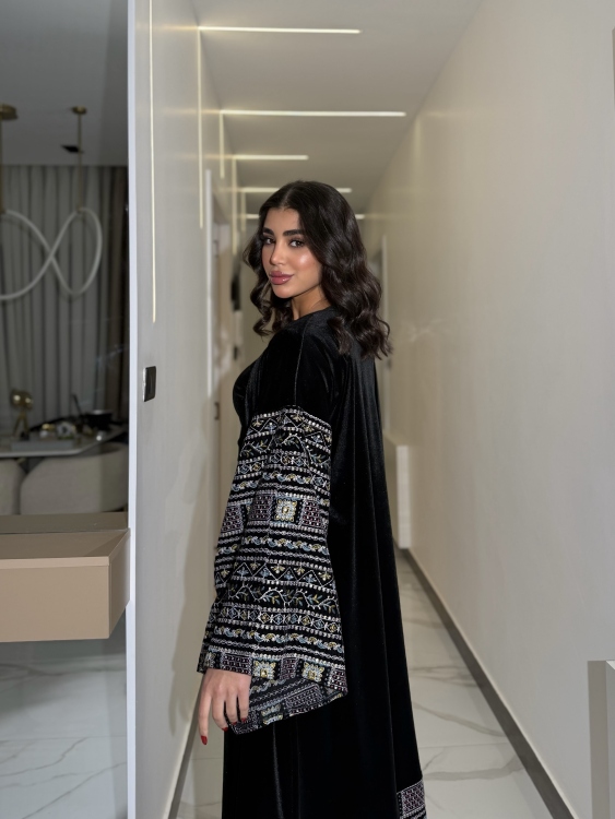 Luxury Velvet Bisht & Dress Set 