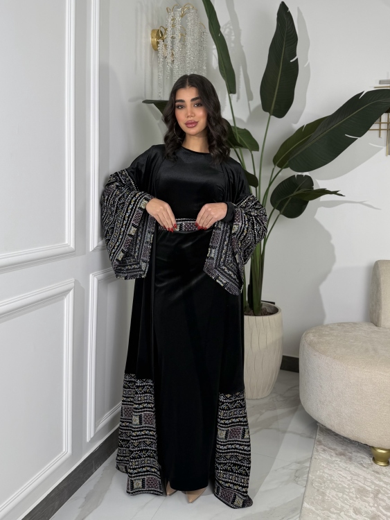 Luxury Velvet Bisht & Dress Set 