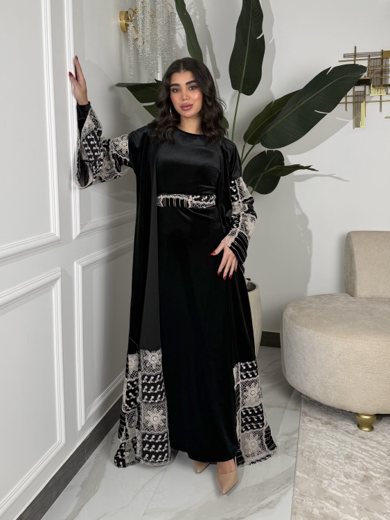 Luxury Velvet Bisht & Dress Set 