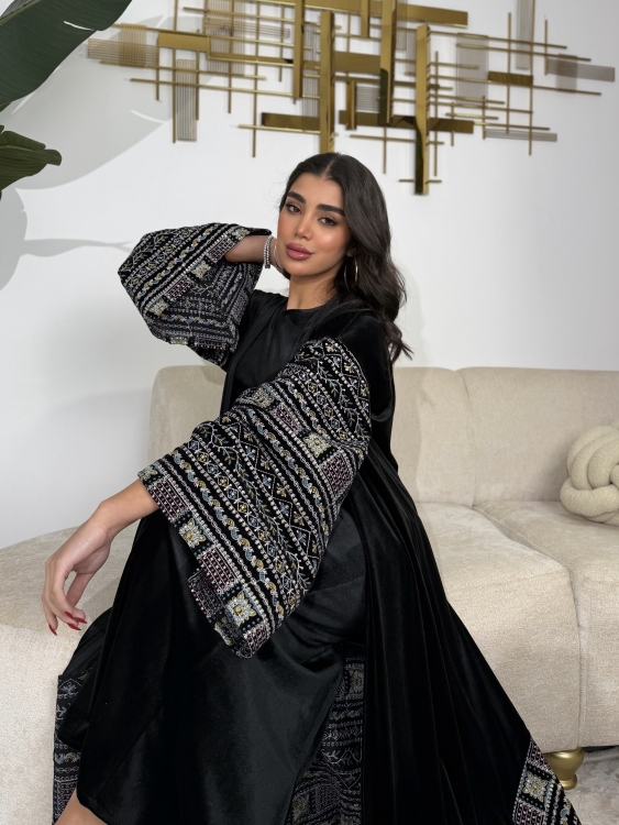 Luxury Velvet Bisht & Dress Set 