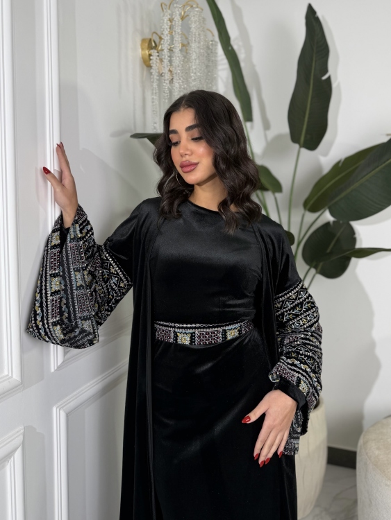 Luxury Velvet Bisht & Dress Set 