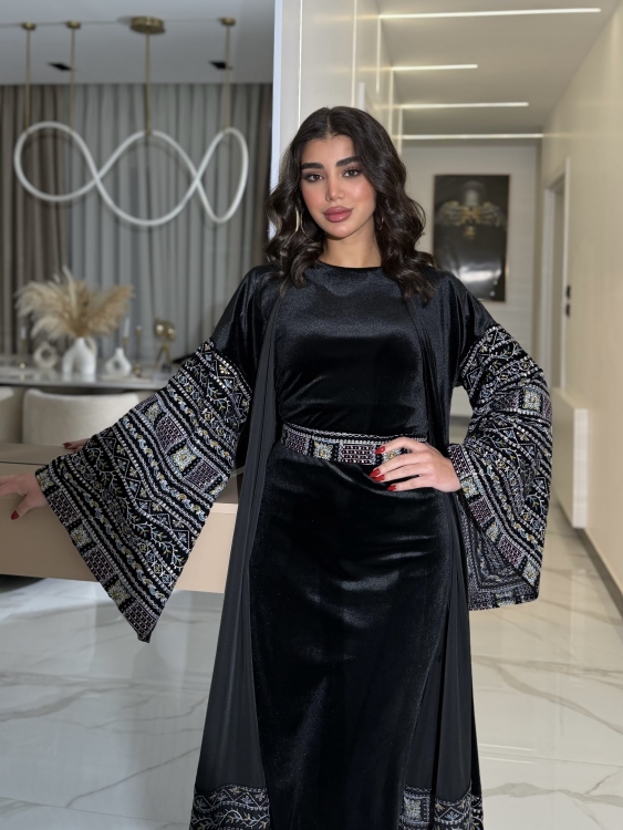 Luxury Velvet Bisht & Dress Set 