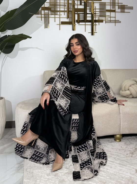 Luxury Velvet Bisht & Dress Set 