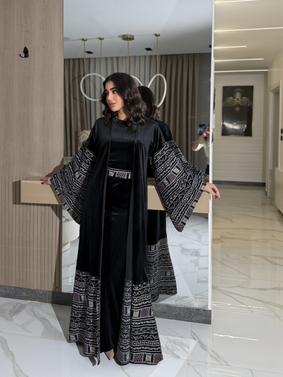 Luxury Velvet Bisht & Dress Set 