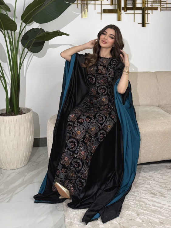 جلابية ملاك( نقشة 2) Batwing Sleeve Long Dress
