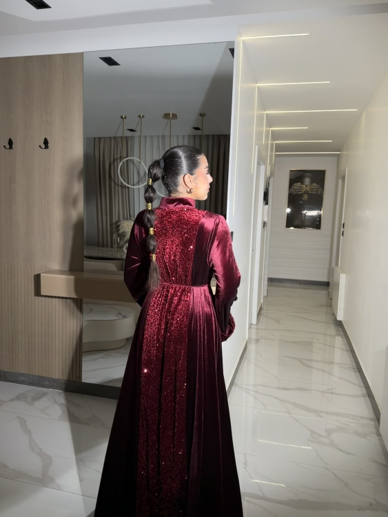 جلابية جوري Sequin Burgundy Jalabiya