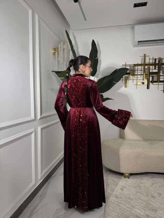 جلابية جوري Sequin Burgundy Jalabiya