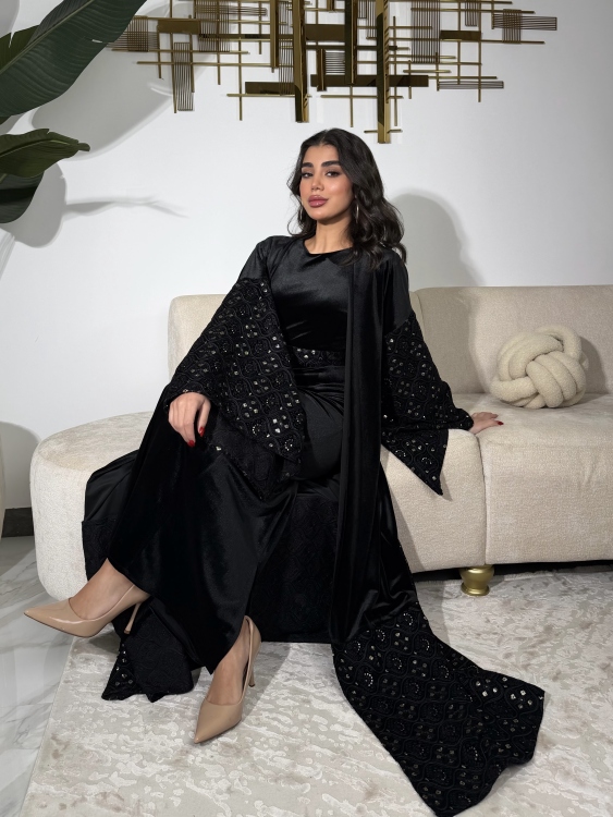 Luxury Velvet Bisht & Dress Set  جلابية الدانه