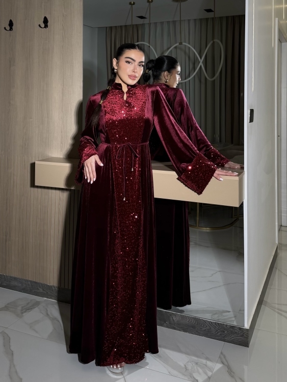 جلابية جوري Sequin Burgundy Jalabiya