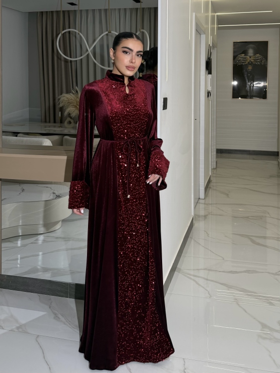 جلابية جوري Sequin Burgundy Jalabiya