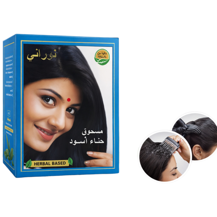 حنا نوراني صبغة الشعر لون الاسود 6*1 بحجم 10 غم 