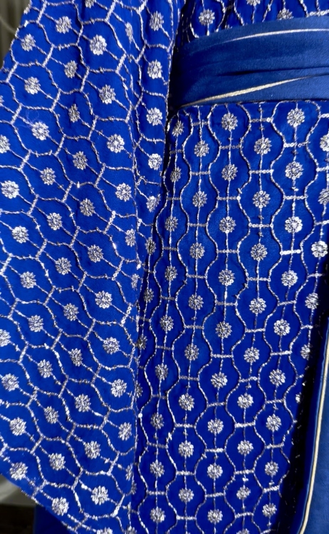 Open Front Jalabiya With Belt جلابية الشيخة  (نيلي )