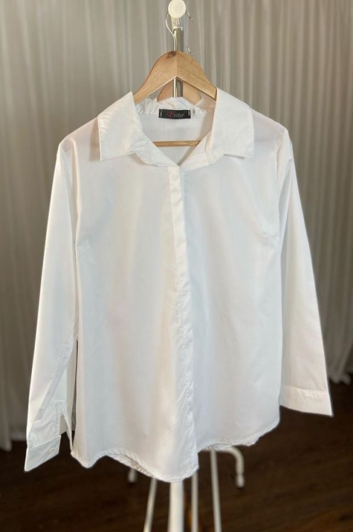 Solid Button-Front Blouse