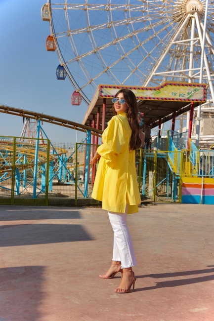 Oversize Lantern Sleeve Belted Blouse