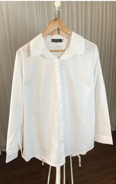 Solid Button-Front Blouse