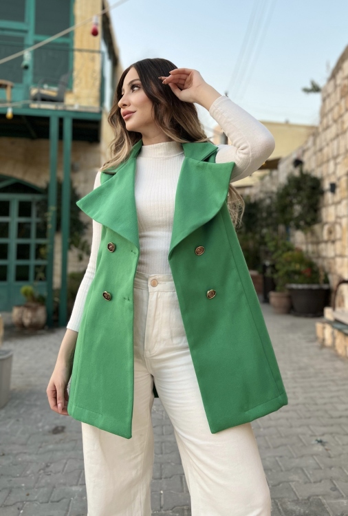 Double Button Belted Vest 