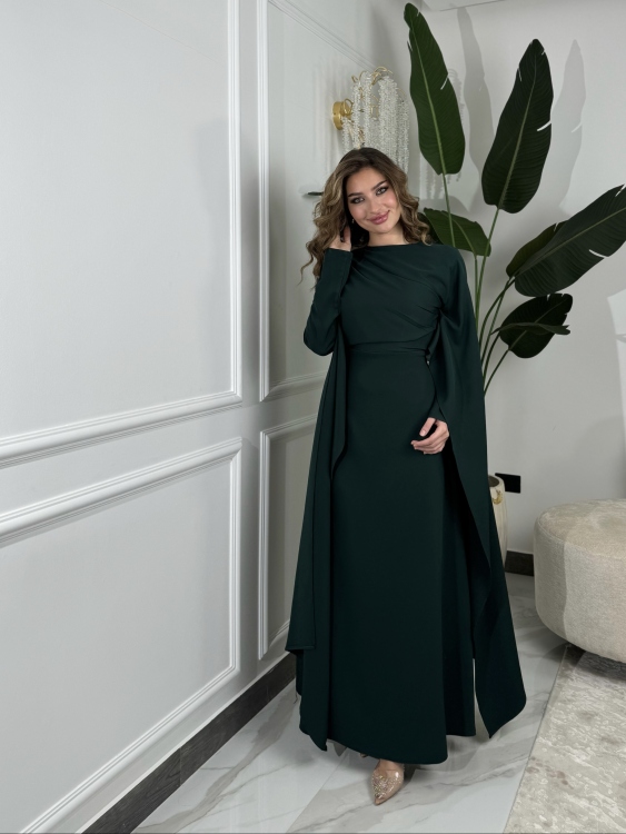 Long Sleeve Maxi Dress(اخضر غامق)