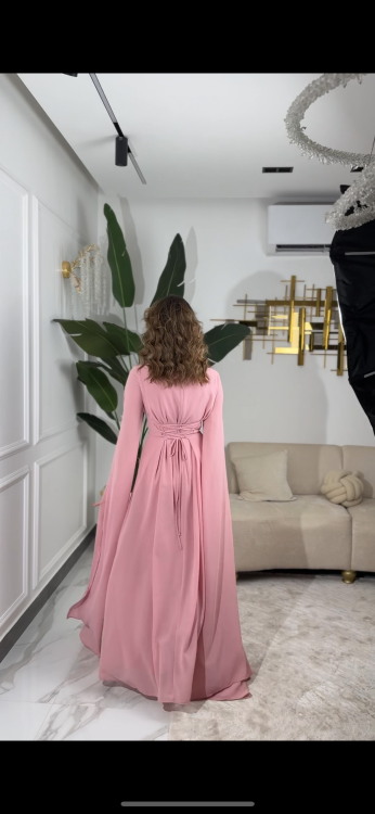 Long Slit Sleeve Elegant Dress (زهري) ليليانا