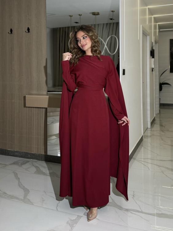 Long Sleeve Maxi Dress(احمر)