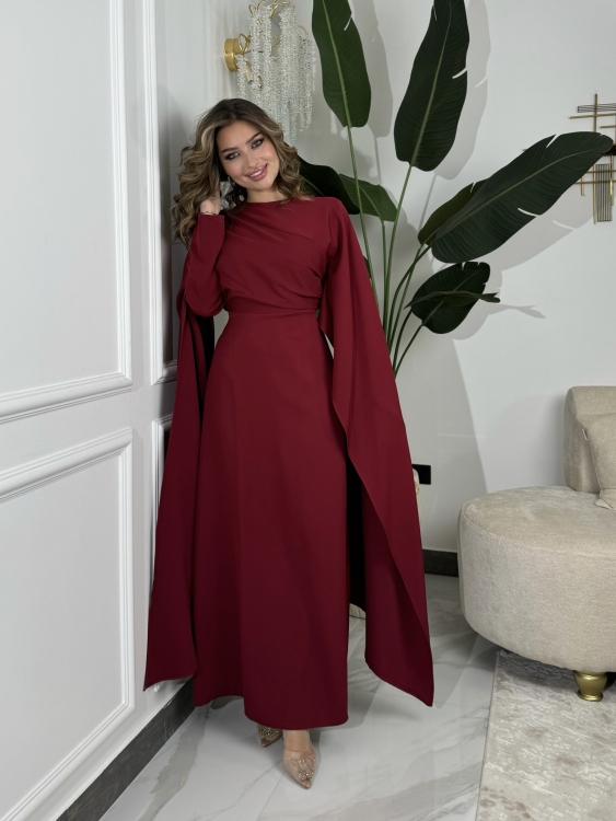 Long Sleeve Maxi Dress(احمر)