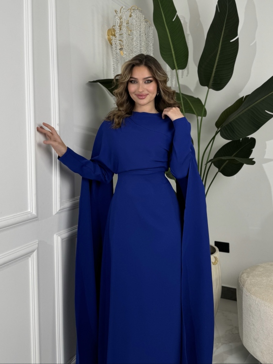 Long Sleeve Maxi Dress(نيلي)