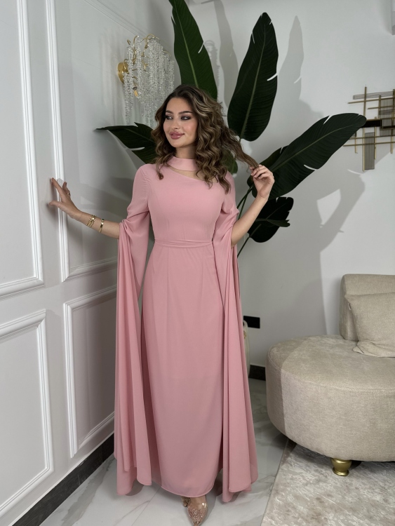 Long Slit Sleeve Elegant Dress (زهري) ليليانا