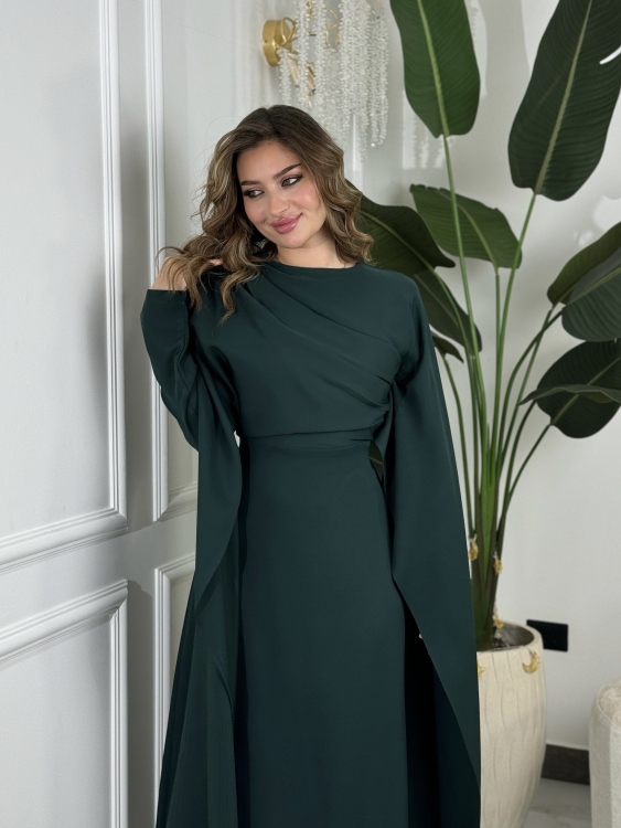 Long Sleeve Maxi Dress(اخضر غامق)