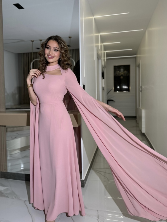 Long Slit Sleeve Elegant Dress (زهري) ليليانا