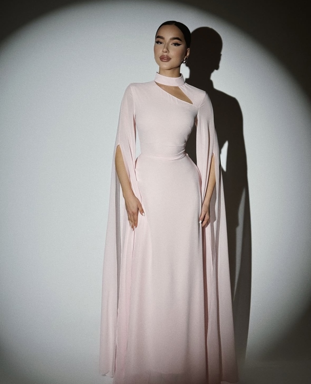 Long Slit Sleeve Elegant Dress (زهري) ليليانا