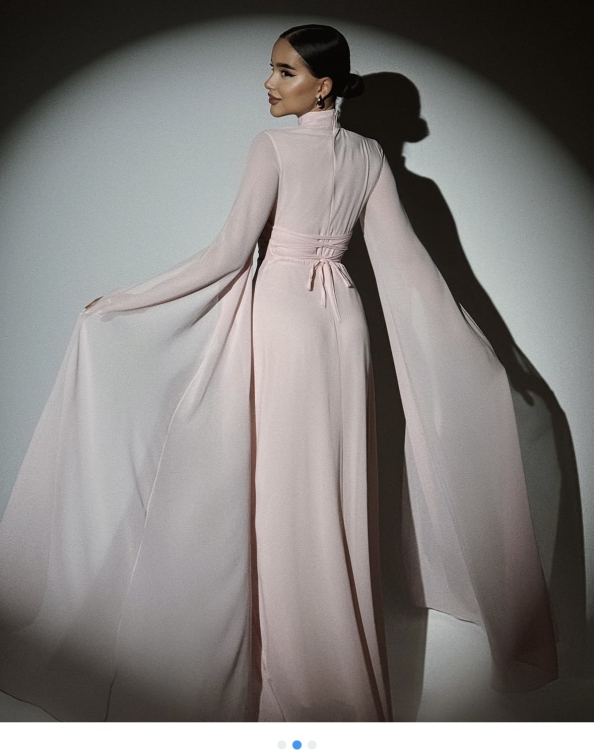 Long Slit Sleeve Elegant Dress (زهري) ليليانا