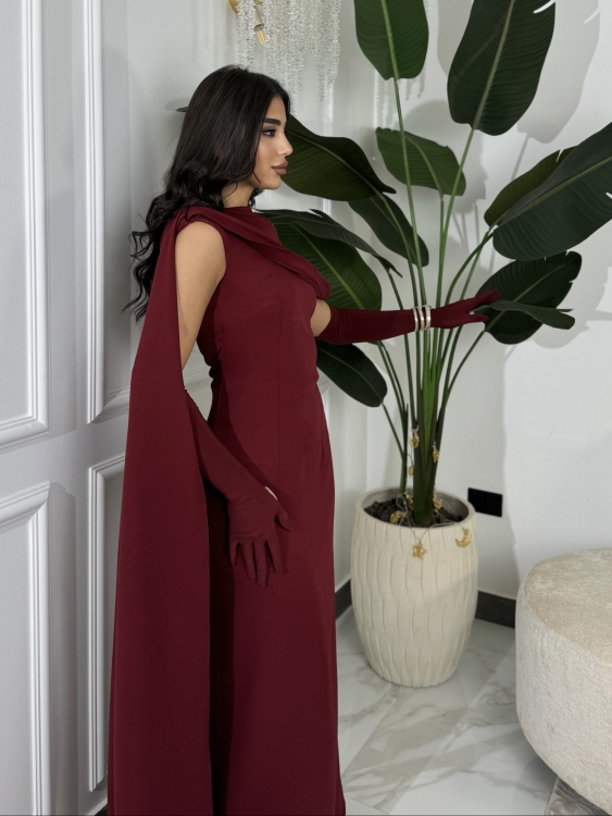 (جوليا )Elegant Julia Dress – One Shoulder & Draped Side Cape