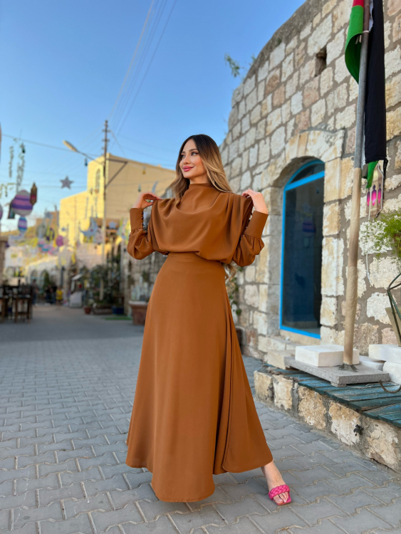 Padded Shoulder Blouse & Skirt Set