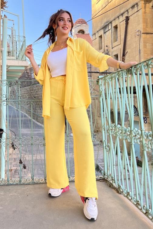 Drop Shoulder Blouse & Wide Leg Pants