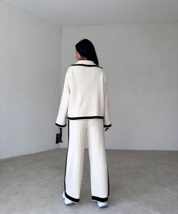 Double Button Jacket & Pants Triko Set 