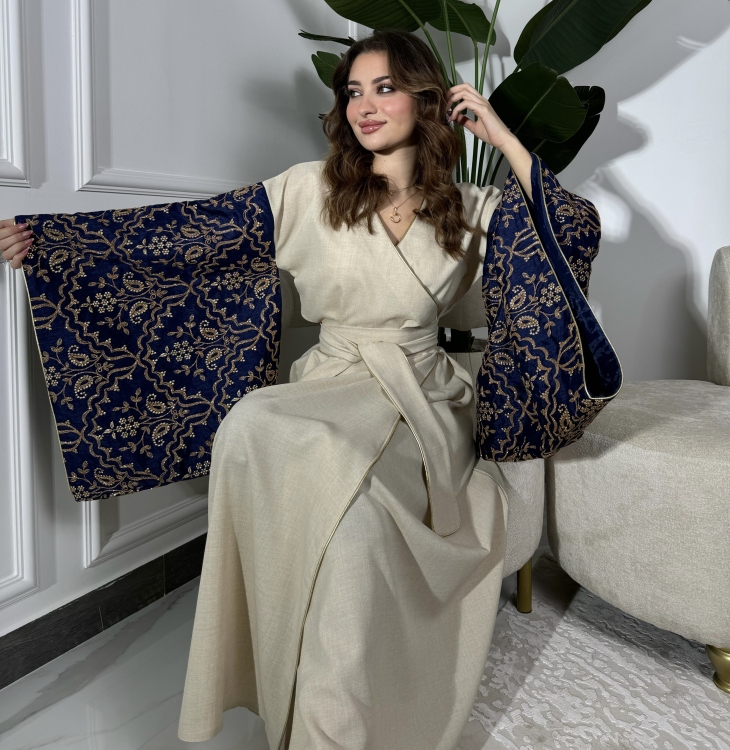 Front Wrap Jalabiya (Navy Blue) الكشخة