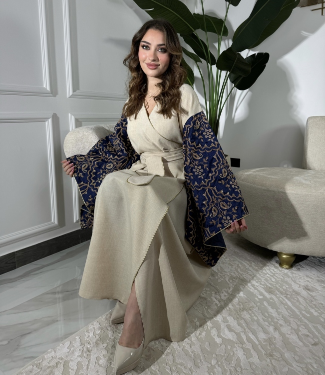 Front Wrap Jalabiya (Navy Blue) الكشخة