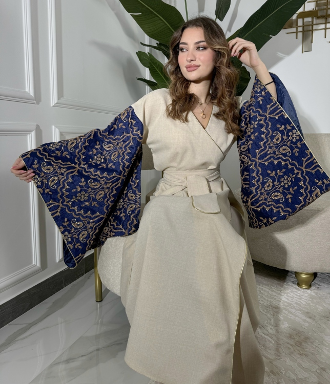 Front Wrap Jalabiya (Navy Blue) الكشخة