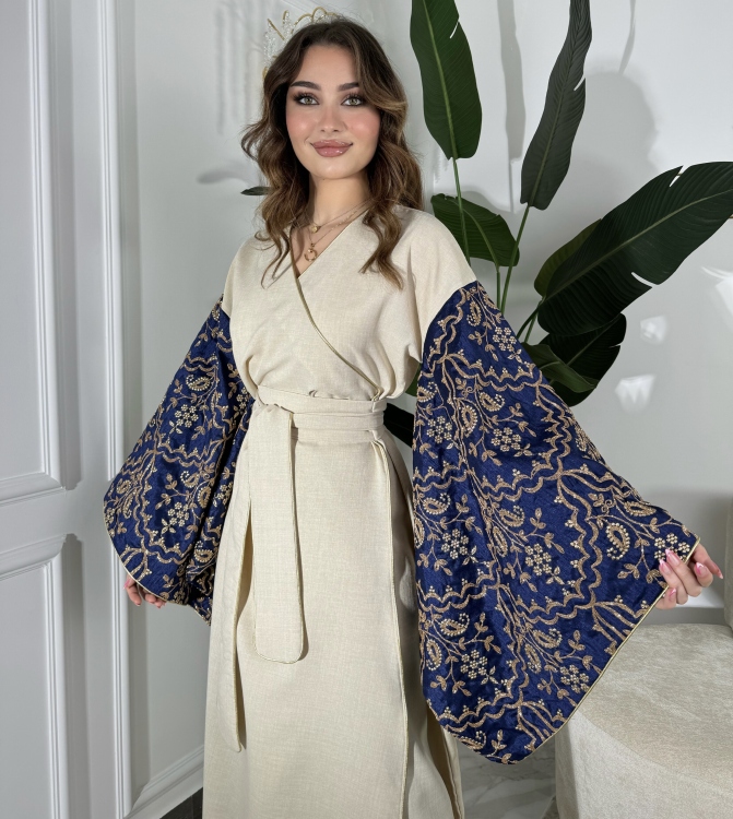 Front Wrap Jalabiya (Navy Blue) الكشخة