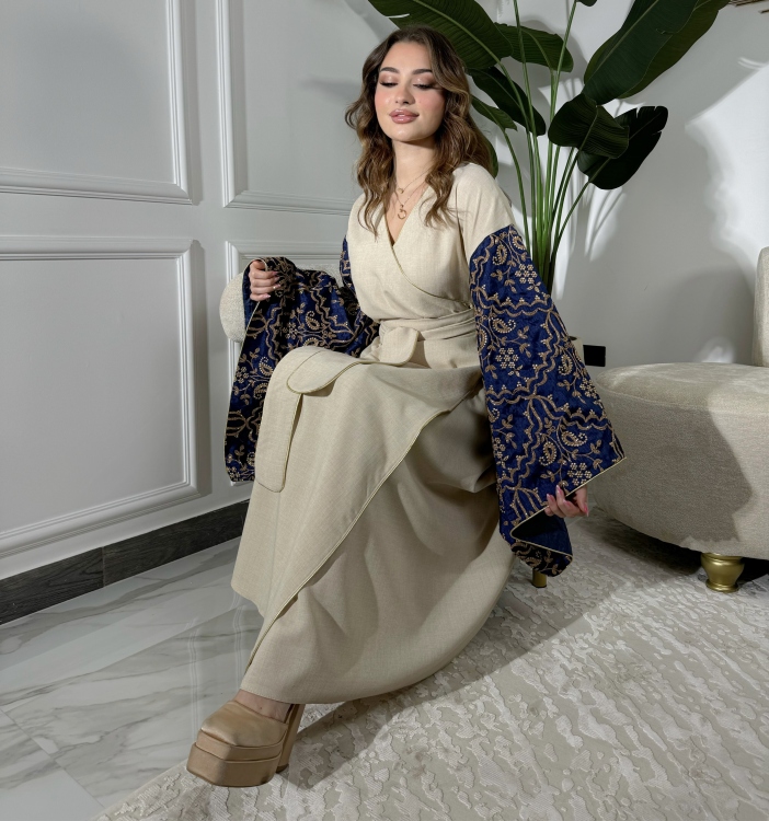 Front Wrap Jalabiya (Navy Blue) الكشخة