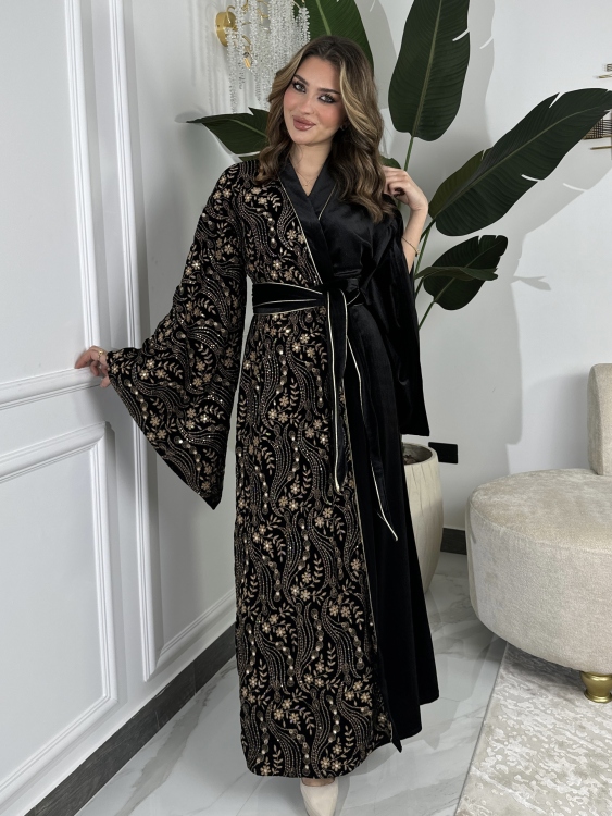 جلابية الشيخه Open Front Jalabiya With Belt  