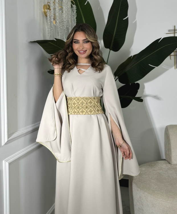 جلابية اسيا Open Sleeve Belted Dress 