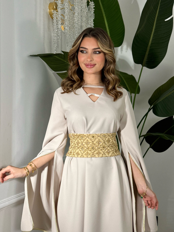 جلابية اسيا Open Sleeve Belted Dress 