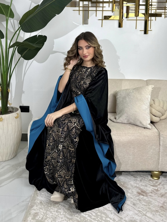 جلابية ملاك( نقشه ٢)Batwing Sleeve Long Dress