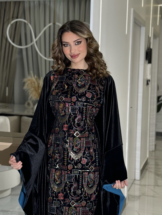 جلابية ملاك( نقشه ٣)Batwing Sleeve Long Dress