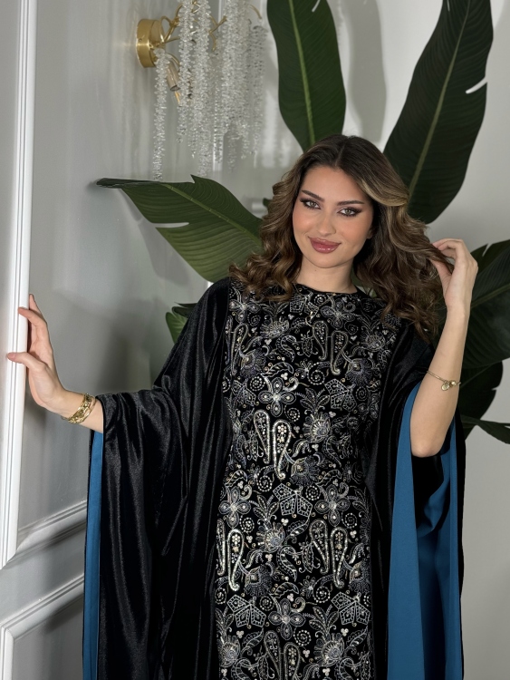 جلابية ملاك( نقشه ٤)Batwing Sleeve Long Dress