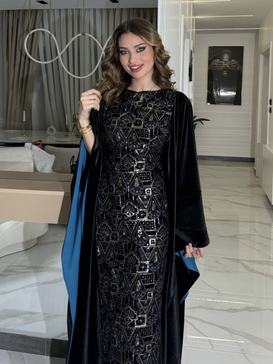 جلابية ملاك( نقشة ١)Batwing Sleeve Long Dress