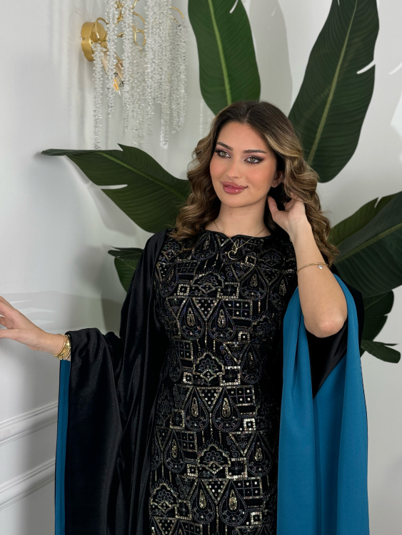 جلابية ملاك( نقشة ١)Batwing Sleeve Long Dress