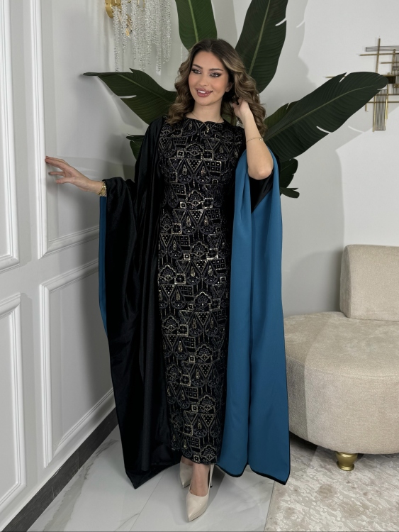 جلابية ملاك( نقشة ١)Batwing Sleeve Long Dress