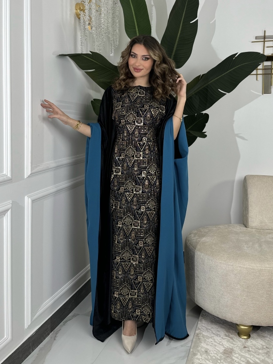 جلابية ملاك( نقشه ٢)Batwing Sleeve Long Dress